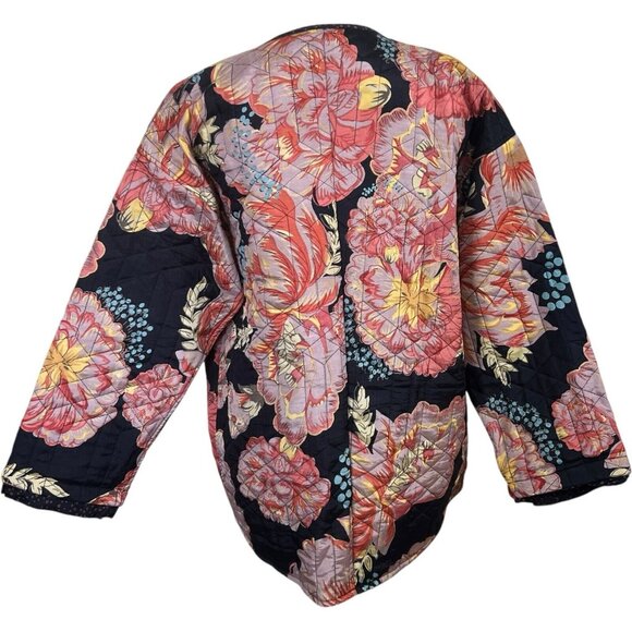 Little Journey's Chicago Button Blouse MOP Buttons L Large Quilted Jacket - Picture 3 of 6